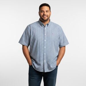 Tommy Hilfiger Blue & White Plaid Short Sleeve Button Down Shirt Size XXL